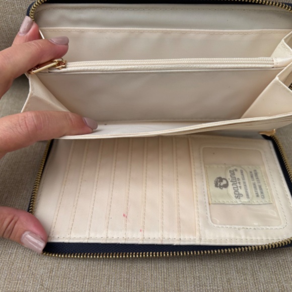 Spartina 449 Fall Floral Wallet/Wristlet Natural Linen Genuine Leather - Picture 4 of 4